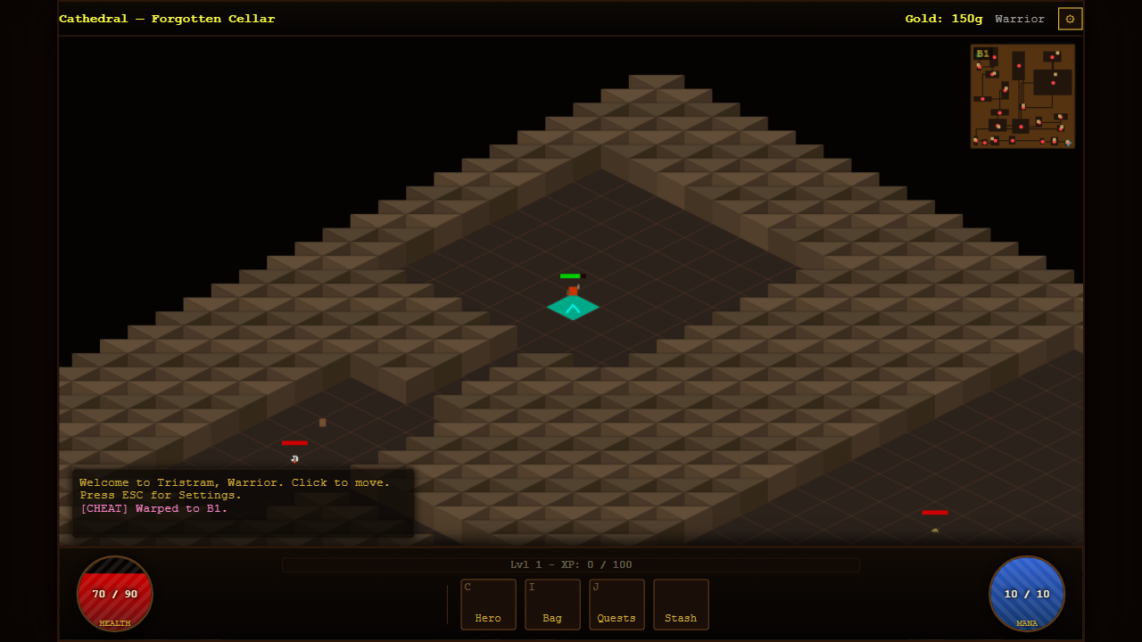 Cathedral dungeon, isometric view